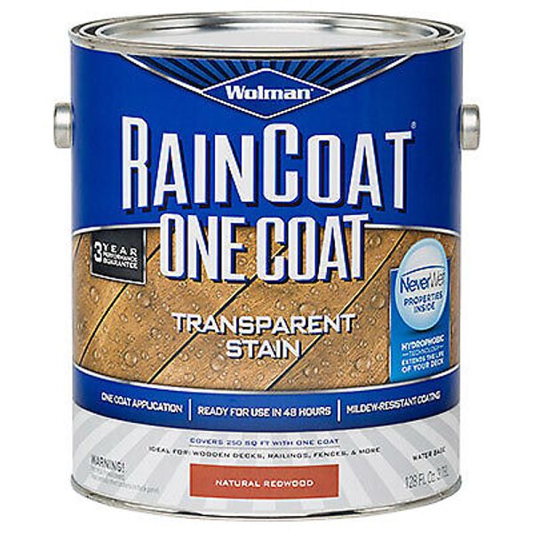 Wolman 288340 Raincoat 1-Coat Transparent Exterior Wood Stain, Water Based,