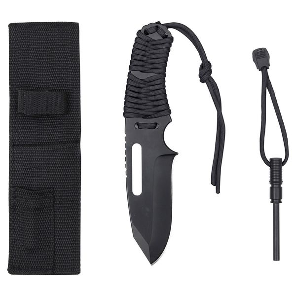 Rothco Large Paracord Knife/Fire Starter, Black