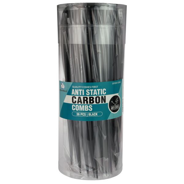 Dream World Anti Static Rat Tail Carbon Combs Black 36 Pcs Jar