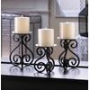 3 Pc Matching Set Scrollwork Candle Stands Black Iron Pillar Pedestals 5" x 7"