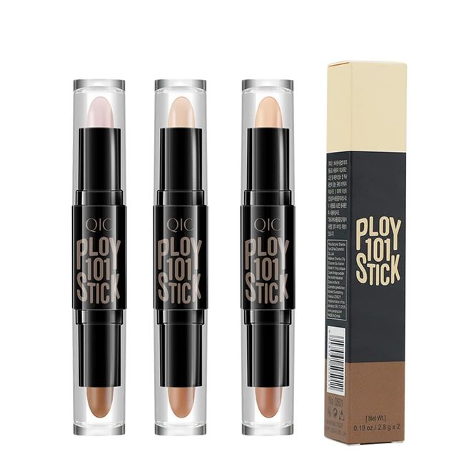 6 Farben Highlight Contour Stick, 2 in 1 Make-up-Schattierungsstift, Mehrfarbiger Concealer-Schattenstift, Body Face Brightens & Shades Pencil,Textmarker-Sticks, Concealer-Highlighter-Stick (3 Stück)