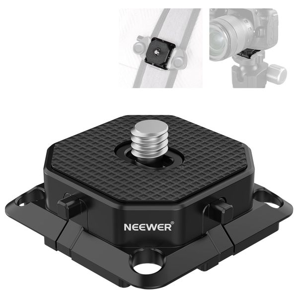 Neewer Quick Release Plate 38mm Square Arca Type QR Camera Mount Plate Compatible with Peak Design Capture V3 Camera Clip, Tripod Head to Shoulder Strap Quick Switch with 4 Safety Pins, QRP-4