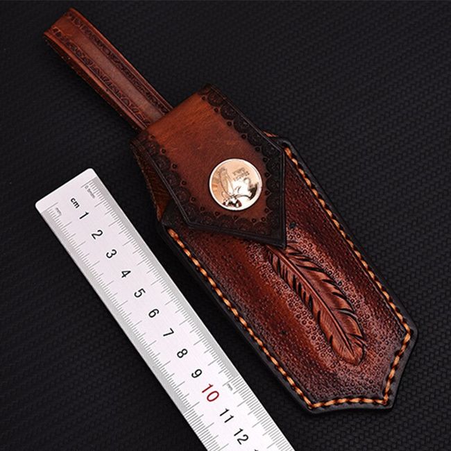 First Layer Leather Straight Knife Sheath Genuine Cowhide Leather