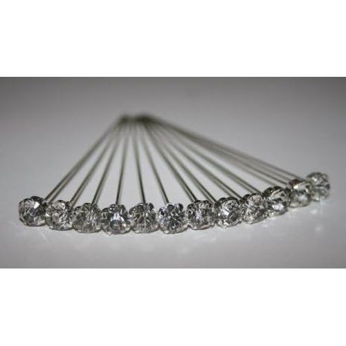 LUXURY 4MM X 4CM diamond CLEAR diamante pins WEDDING FLOWERS : 4cm Sparkly Diamond Flower Pins: Add Elegance to Your Crafts & Weddings (12, 4mm)