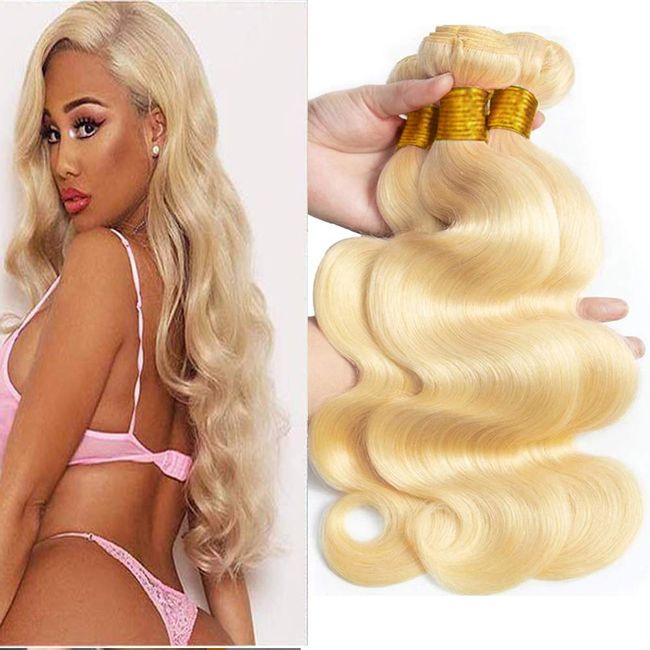 613 Bundles Blonde Bundles 18 20 22 inch Body Wave 3 Bundles Blonde Human Hair Bundles 100% Brazilian Virgin Human Hair Bundles 613 Bundles