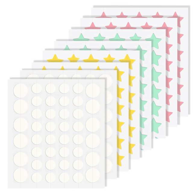 312pcs Hydrocolloid Acne Patches, Multiple Colors Star Pimple Patch Pimple Patches, Cute Acne Patches in Multiple Sizes for Day and Night