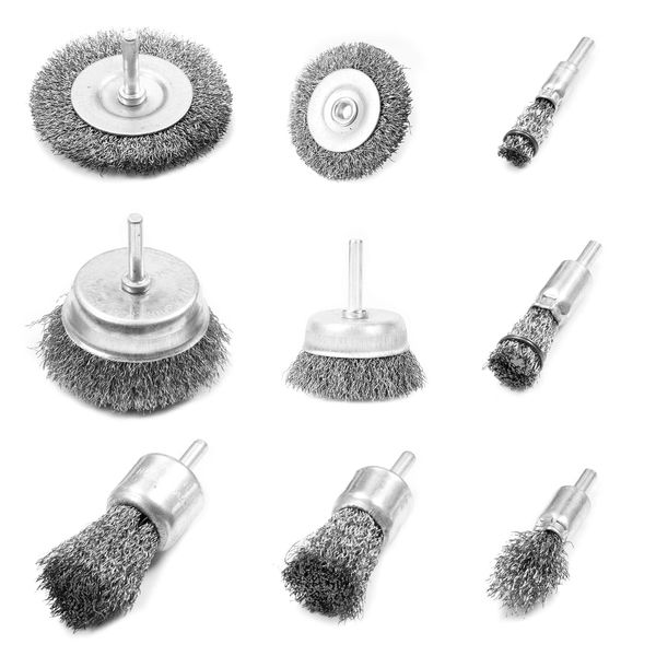 Wire Brush for Drill, 9Pcs Wire Wheel Brushes Metal Brush for Polishing, Rust Removal, Cleaning, Deburring & Paint Removal