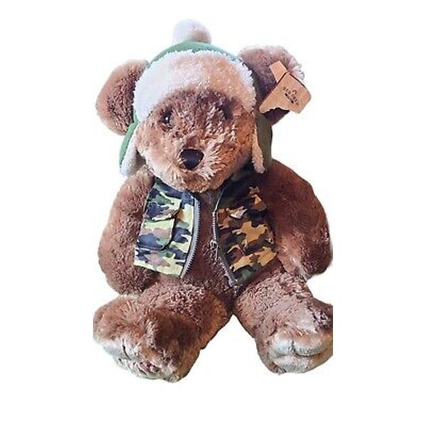 2018 Dan Dee Collectors Choice Giant 24" Bear Camo Vest Stuffed Animal Plush