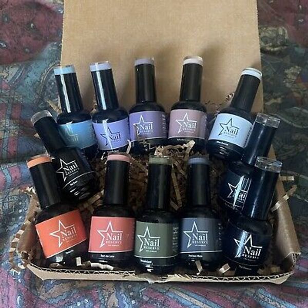 Nail Reserve Gel Polish Lot Starter Kit Vegan Remover Base Top Coat .5oz 12pc