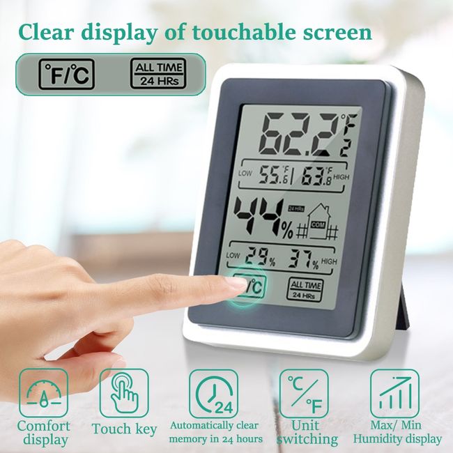 Indoor Digital Touchscreen Humidity Thermometer Temperature