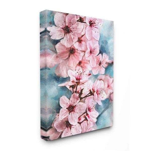 Stupell Industries Branch of Blooming Cherry Blossoms Pink Blue Wall Art, 16 x 20