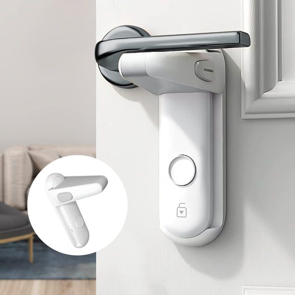 Deligoo Door Knob Lock, Door Lock, Baby Child Lock, Finger Scissors Prevention, Retrofit, Baby Guard, Prevents Door Opening, Cat Escape Prevention (White)