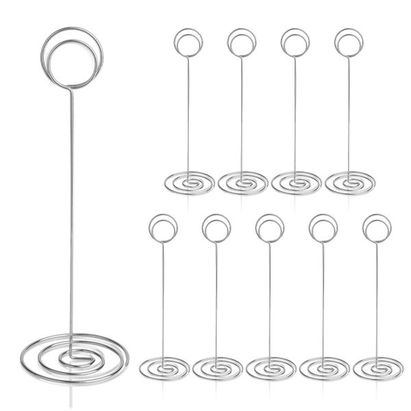 HomWanna Table Number Holders 10Pcs - 8.75 inch Place Card Holder Tall Table Number Stands for Wedding Party Graduation Reception Restaurant Home Centerpiece Decorations Office Memo (Silver)