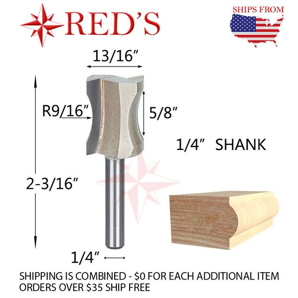 Tideway Carbide PRO LC06051004 5/8" Convex Edging Bit 1/4" shank router bit