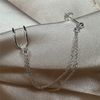 925 Sterling Silver Ball Stud & Ear Cuff with Chain Earring, Sterling silver, without stone