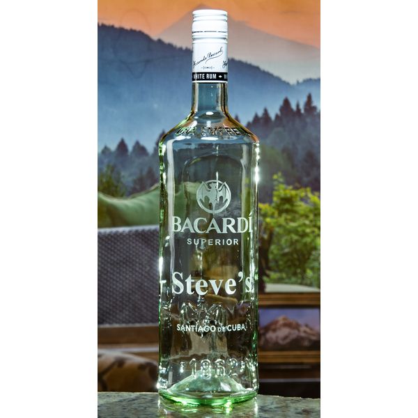 Bacardi Rum Personalized Engraved EMPTY Bottle/Decanter (Compatible Replacement for Bacardi bottle)