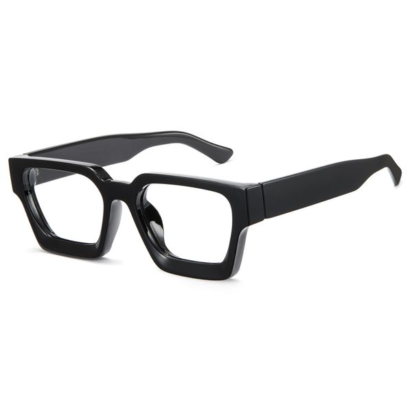 Cyxus Nerd Brille Ohne Stärke Blaulichtfilter Brille Herren Damen Quadratisch Mode Retro Brillenfassung Stil für PC TV Tablet Unisex 8143 (01Schwarz)