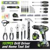 WORKPRO 157PCS Cordless Drill Combo Kit Power Tool Set 20V Cordless Drill Driver