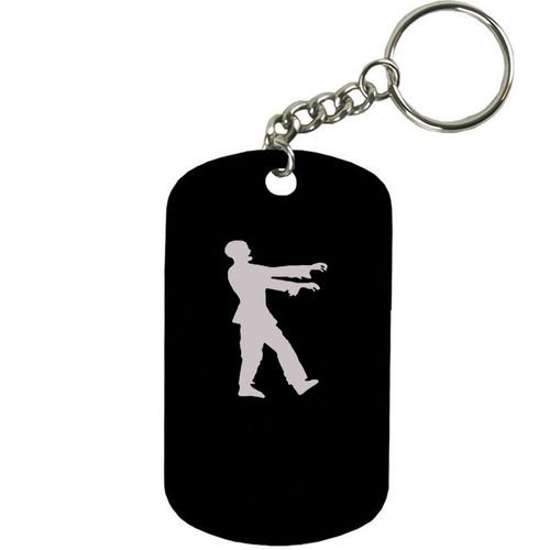 Personalized Engraved Custom Zombie 2-inch Colored Anodized Aluminum Customizable Keychain Dog Tag, Black