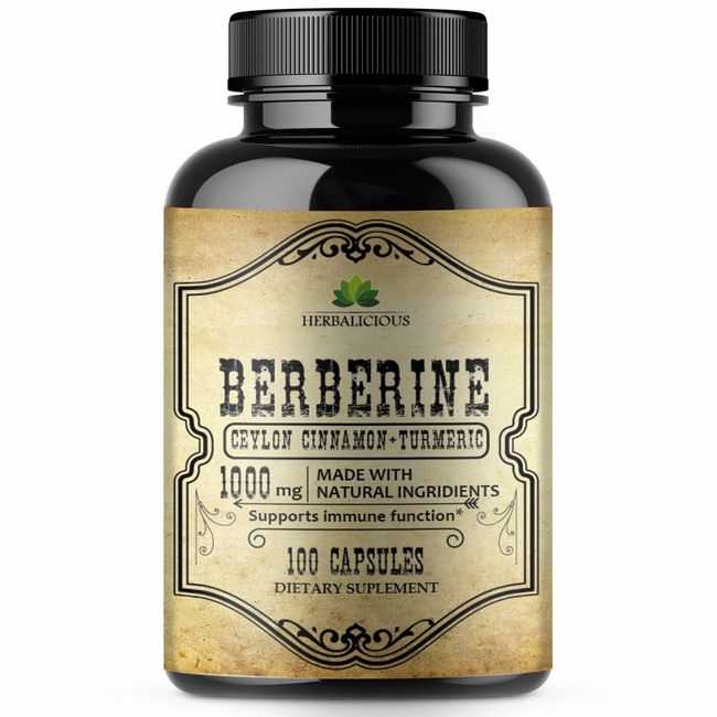 Berberine Capsules - Ceylon Cinnamon & Turmeric Immune System Booster - 100 Caps