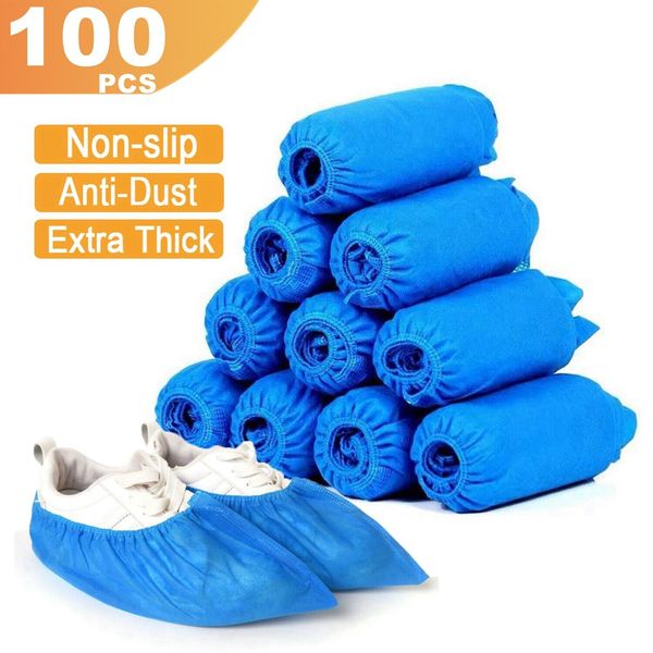 100Pcs Non-Woven Shoe Covers Disposable Non Slip Durable Leak Proof Dustproof US