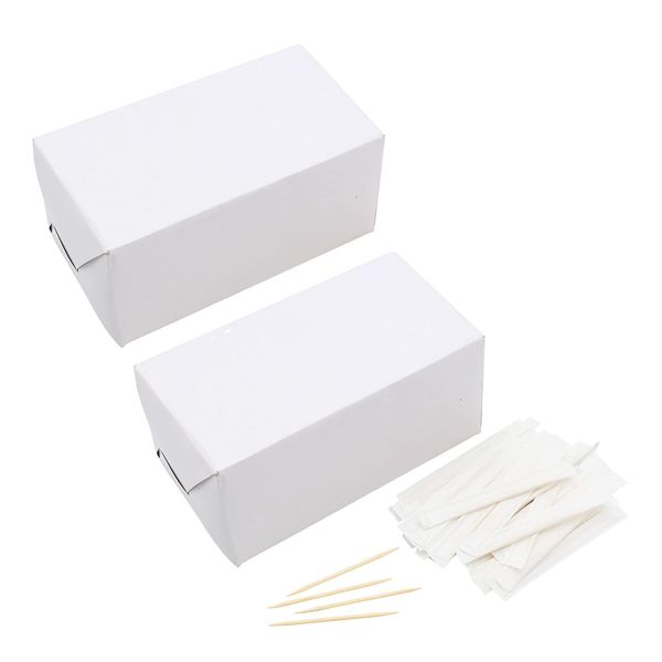 ANTETOK 2000Pcs Wood Toothpick Disposable Individual Wrapped Wooden Toothpicks 2.6 Inch Length Package of 2000 (1000 pcs per Box, Two Boxes.)