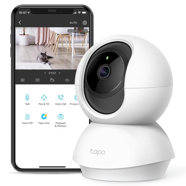 TP-Link Tapo Pan/Tilt Security Camera for Baby Monitor, Pet Camera w/ Motion Detection, 1080P, 2-Way Audio, Night Vision, Cloud & SD Card Storage, Works with Alexa & Google Home (Tapo C200)