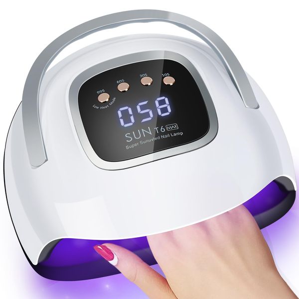 UV Nail Lamp, LKE Nail Dryer 220W Professional UV LED Nail Lamp with 4 Timers&Auto Sensor UV Lamp for Gel Nails Detachable Curing Lamp Gel Nail Polish Lamp for Home and Salon Use