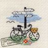 Mouseloft Mini Cross Stitch Kit - Bicycle and Signpost, Stitchlets Collection