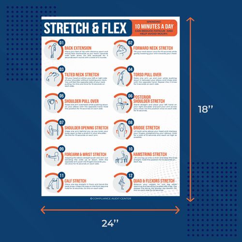 Stretch & Flex Poster Exercise for Workplace Guide Employees Employers (Pack 1)