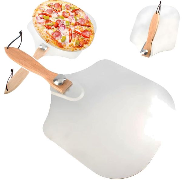 UPstore Pizza Peel, Pizza Shovel, Large Size, Aluminum, Stainless Steel, Wooden Handle, Foldable, Removable, Cookware, For Home Use, Commercial Use, Heat Resistant, Spatula, Pizza Kiln