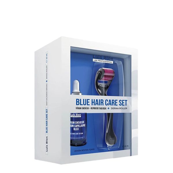 Luis Bien Blue Hair Growth Serum Kit with Derma Roller, Hair Loss Treatment for Men and Women,Hair Loss Oil for Thickening Hair,Hair Loss and Regrowth Kit-30 ML Serum+Titanium 0,5 Needle Derma Roller