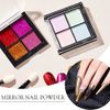 Mirror Powder Palette Solid Nail Powder, Set of 4 Colors, Mirror Nail Powder, Pink, Silver, Nail Art, Gel Nails, Resin, Metallic Powder with Tips (C)