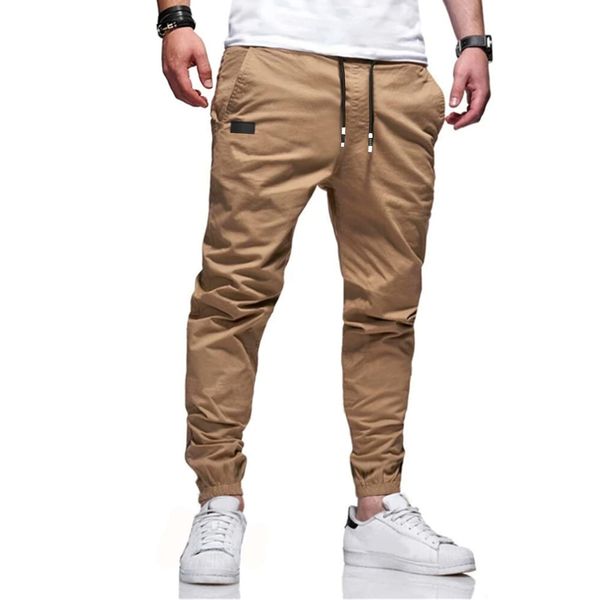 Bilitry BIBONG Men Joggers Chino Cargo Pants Hiking Outdoor Recreation Pants Twill Fitness Track Jogging Pants Casual Cotton Pants Khaki M