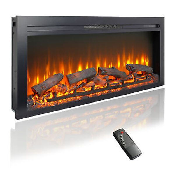 44 Inch Recessed Electric Fireplace with Remote Imitation Flame Heater