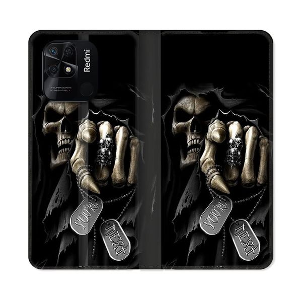 Leather Wallet Case for Xiaomi Redmi 10C Skull Your Next