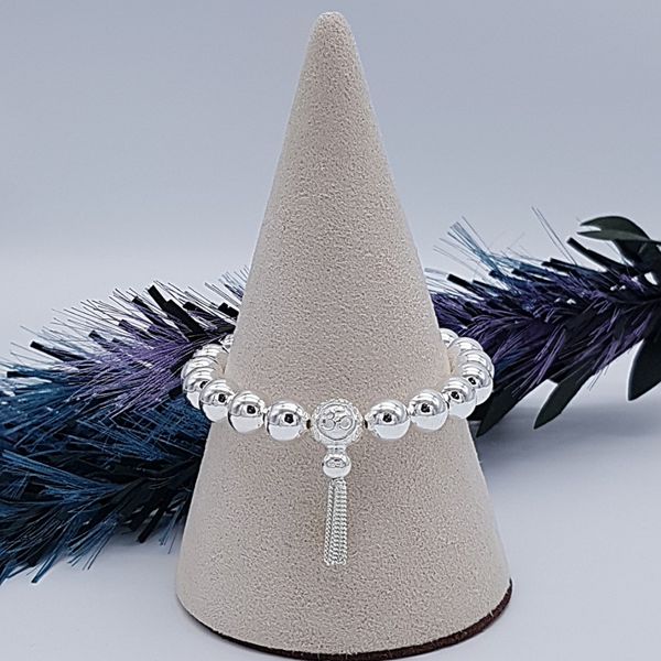 (all 925 silver) 10mm silver ball omja tassel decoration 925 silver bracelet