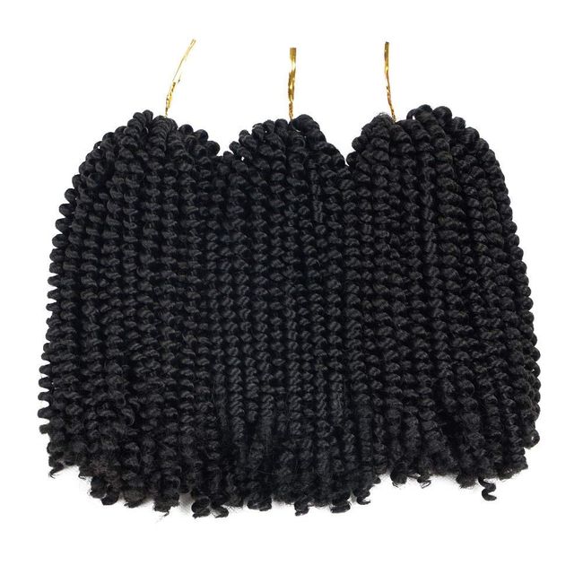 Beyond Beauty Spring Twist Crochet Hair 90strands 8 Inch Fluffy Spring Twists Braiding,Spring Twist Crochet Braids Bomb for Black Women (1B)