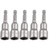 Saipor 5pcs Power Screwdriver Nut Driver Bit Set Sizes 13mm 1/4” Hex Shank Impact Nuts Driver Drill Bits Metric Wrench Socket Bit