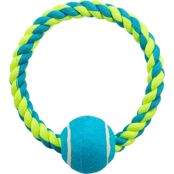 TRIXIE dew ring with tennis ball, 3266, ø 6 cm/ø 18 cm, petrol/lime