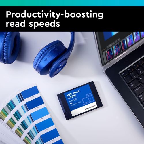 WD Blue SA510 250GB SSD, 2.5" SATA SSD, up to 555 MB/s, SSD 250GB, Includes Acronis True Image for Western Digital, Disk & Cloning Migration, Flexible backup & recovery, ransomware protection
