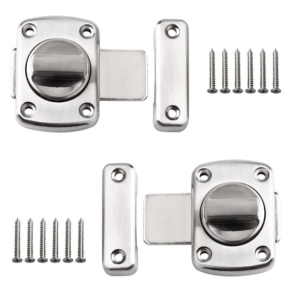 SeonFook Swivel Bolt Latch, Anti-Theft Safety Door Lock, Zinc Alloy, Indoor Key, Retrofit, 180° Internal Key, Rotating, Intrusion Prevention, Security Lock, Door Latch, Set of 2