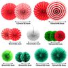 Paper Christmas Decorations, Christmas Tissue Paper Hanging Paper Fans Honeycomb Balls Pom Poms Flower Christmas Ceiling Decorations Hanging Decoration for Xmas Winter Home Ceiling Wall Decor
