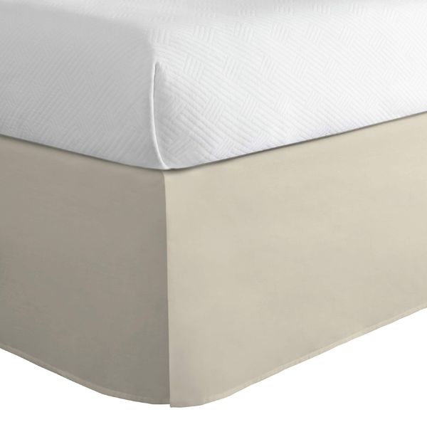 Today’s Home Classic Tailored Bed Skirt Dust Ruffle, Cotton Blend Design, 14" Drop Length, Queen, Ivory