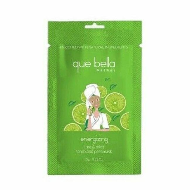 Lot of 12 Packs - Que Bella Lime & Mint Gel Scrub & Peel Masks- .5 oz.