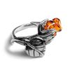 Adjustable Rose Ring in 925 Sterling Silver and Baltic Amber, Flower Ring, Rose Statement Ring, Rose Gift
