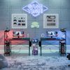 44 inch Gaming Desk with LED Lights & Power Outlets Computer Office Desk Black 