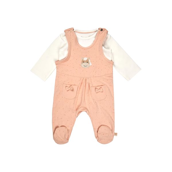 Sterntaler Strampler Set Sunny - Baby Strampler mit Pferd Sunny Applikation -Langarmbody aus Jersey - bequemer Mädchen Zweiteiler mit Druckknöpfen - Babykleidung ab Geburt - Aprikose, Größe 62