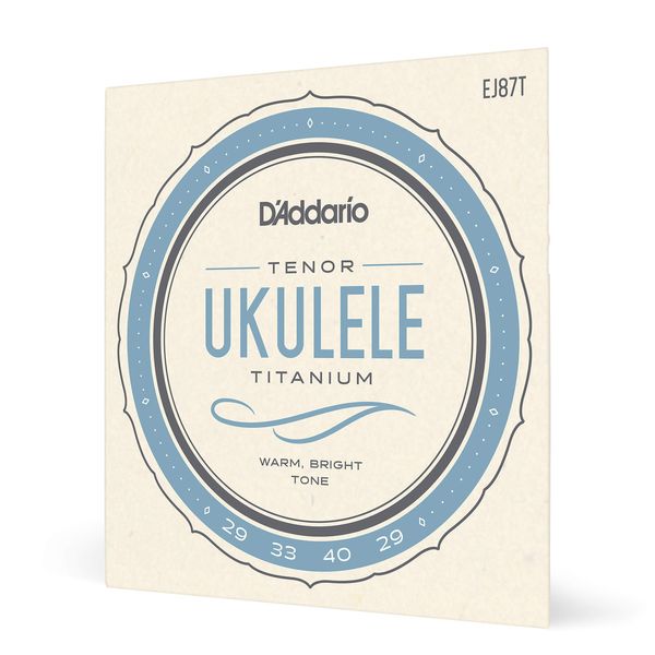 D'Addario Tenor Ukulele Strings, Titanium, EJ87T, 4-String Set, Pack of 1