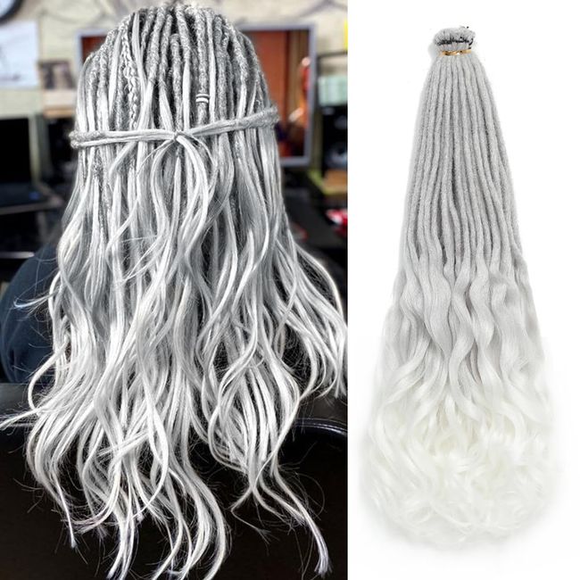 Aguacor Loose Wave Dreadlocks Synthetic French Curly Single Ended Dreadlock Extensions 24inches 10 Strands Thin Soft Spanish Curly SE Dreadlock Extensions for Women (10 Strands, G60)